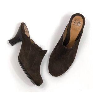 Sofft Brown Suede Leather Upper Clog Mule Size 9